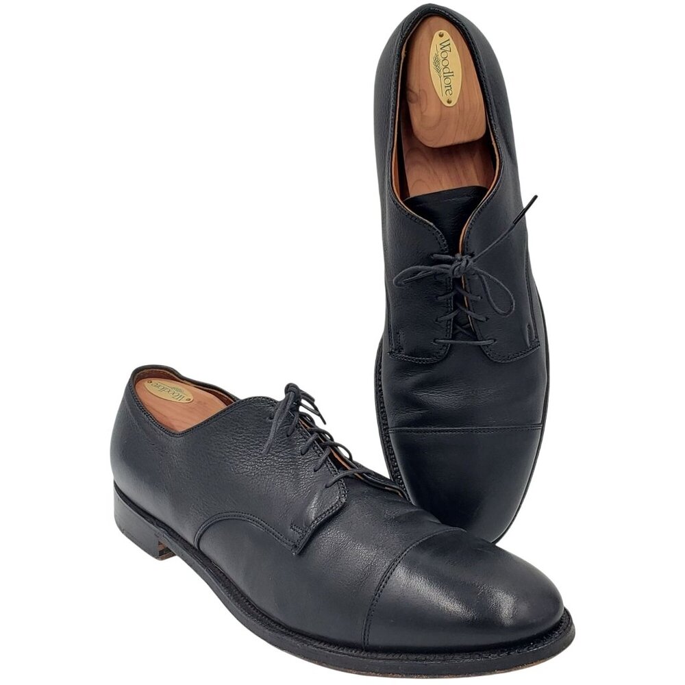 Alden USA New England Dress Shoes Men's 13B Black Leather Cap-toe Bluchers Derby - Picture 9 of 14